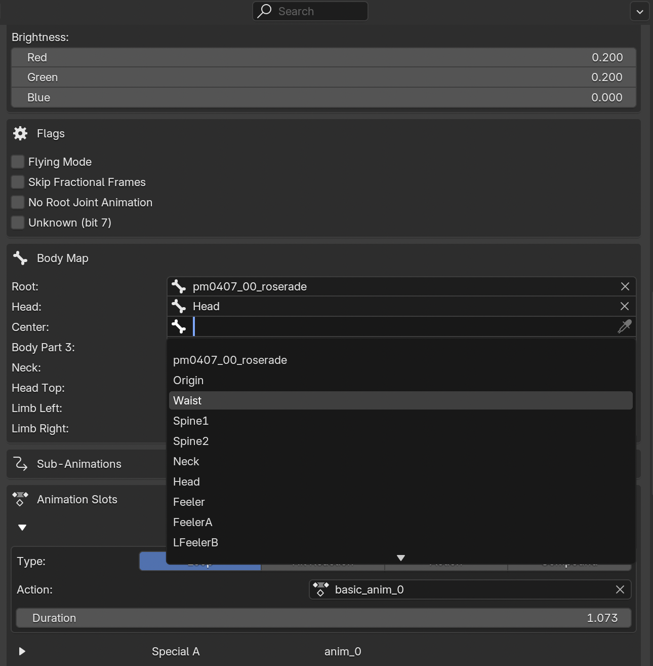 Body Map section of PKX Metadata