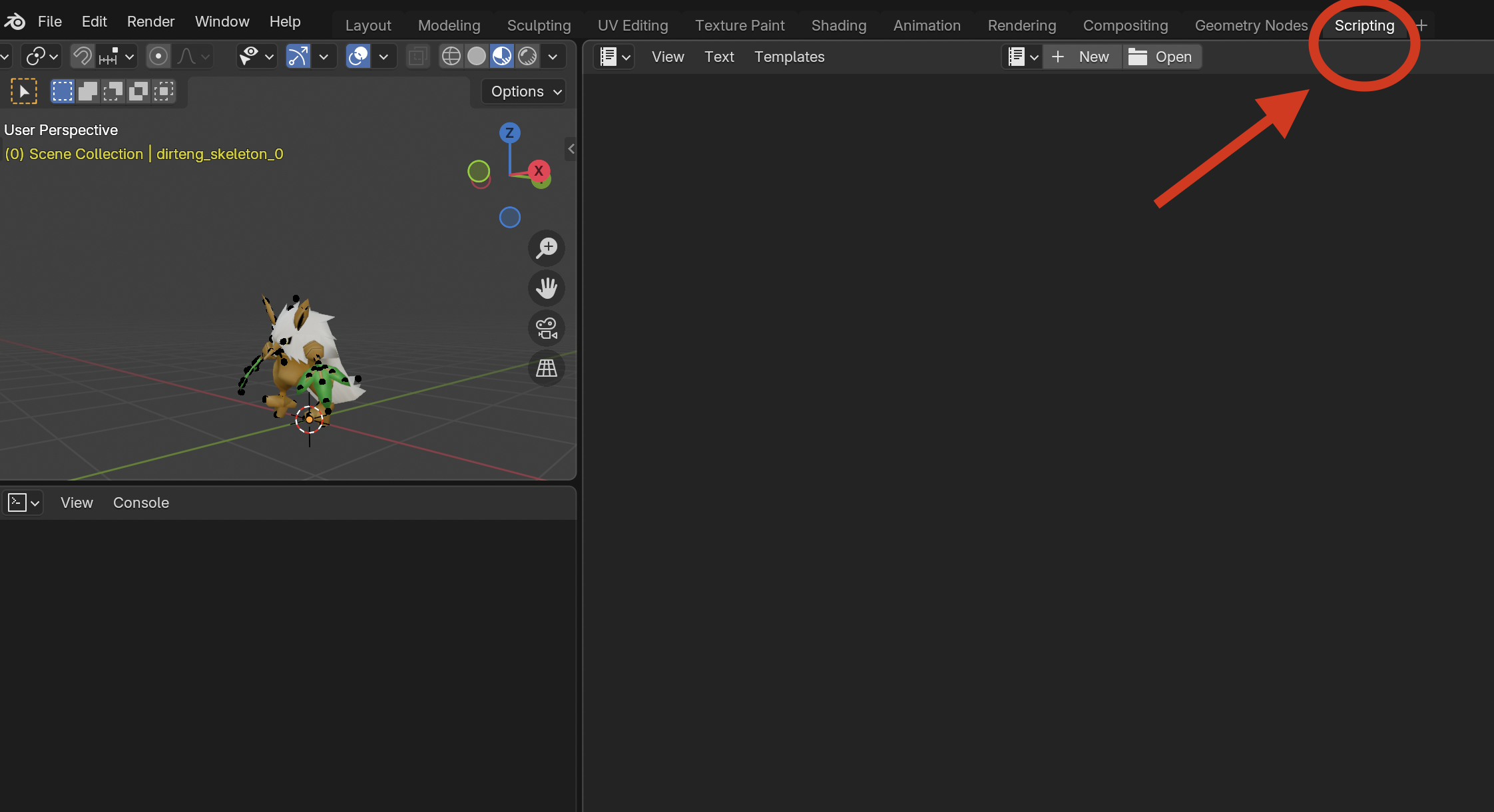 Blender Scripting workspace