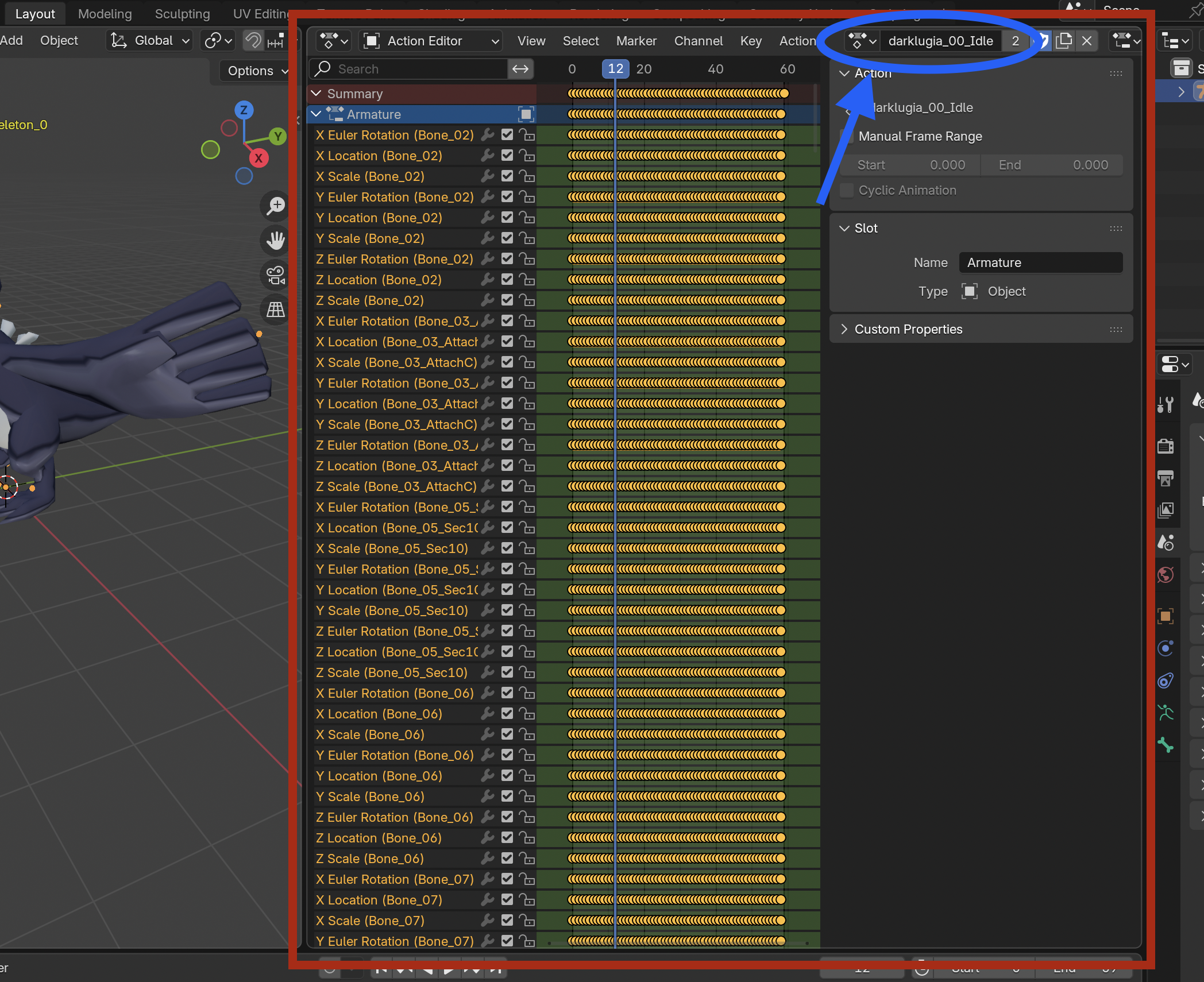 Action Editor panel