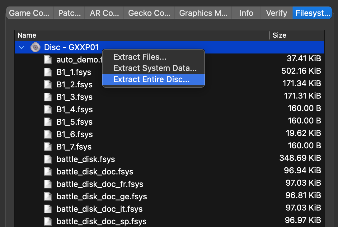Right-click Disc → Extract Entire Disc