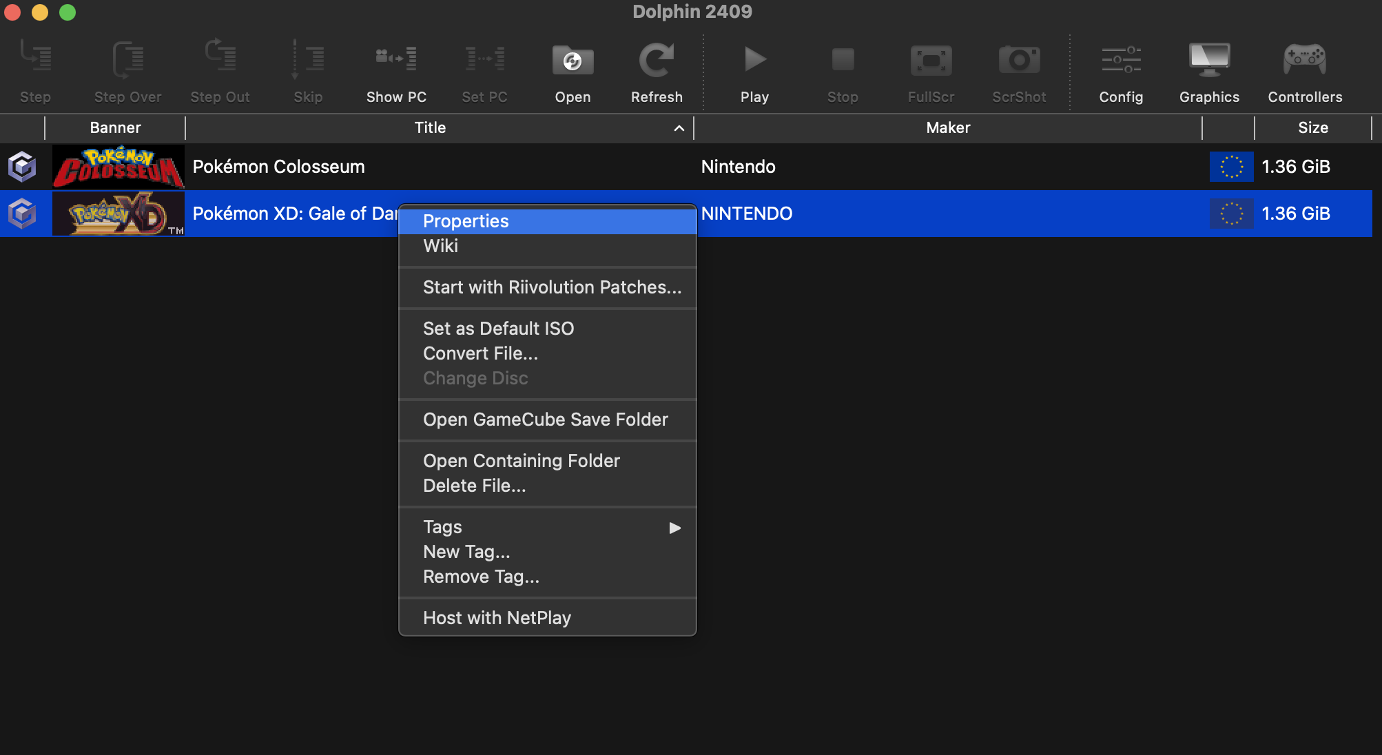 Right-click menu showing Properties