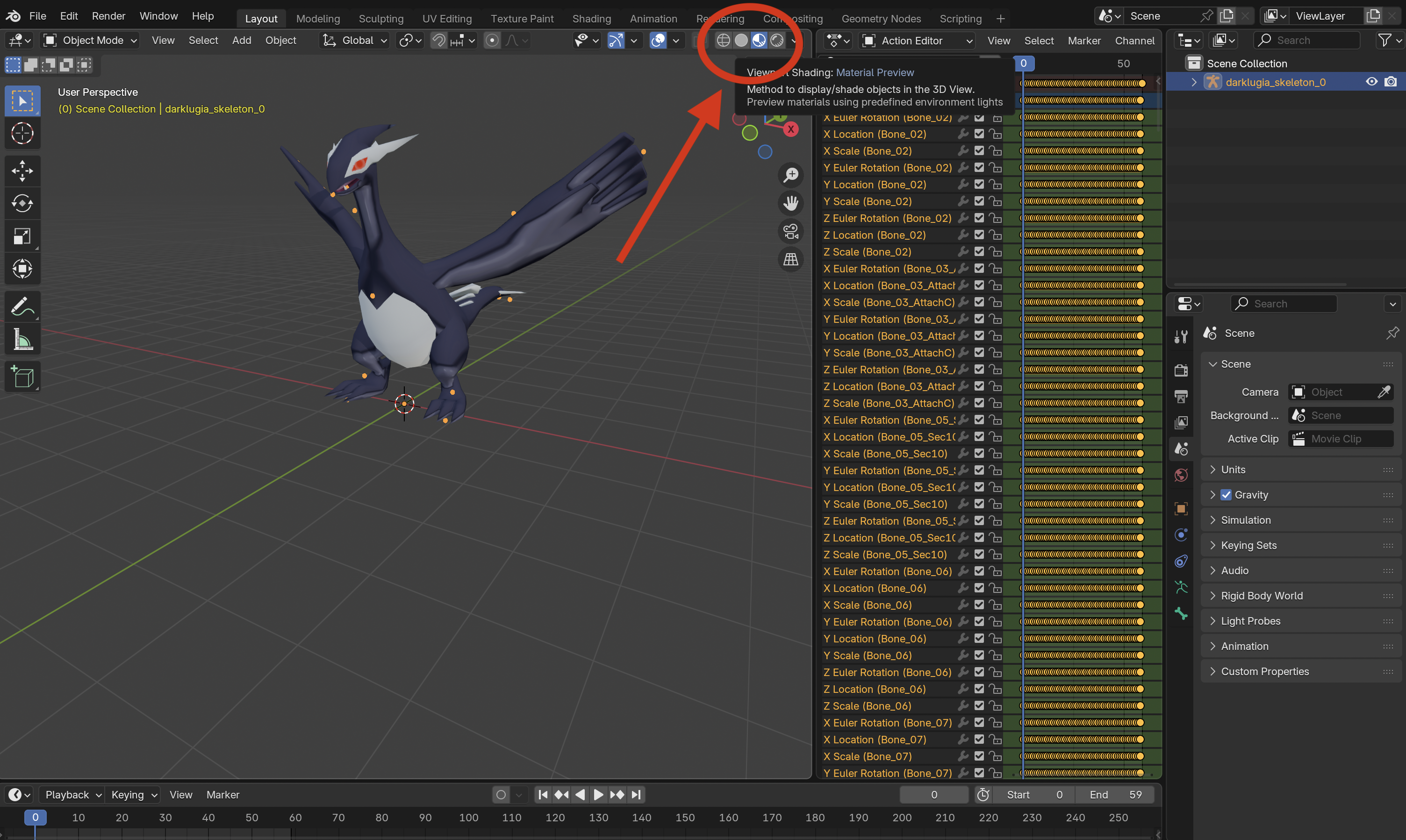 Material Preview shading mode in the viewport header
