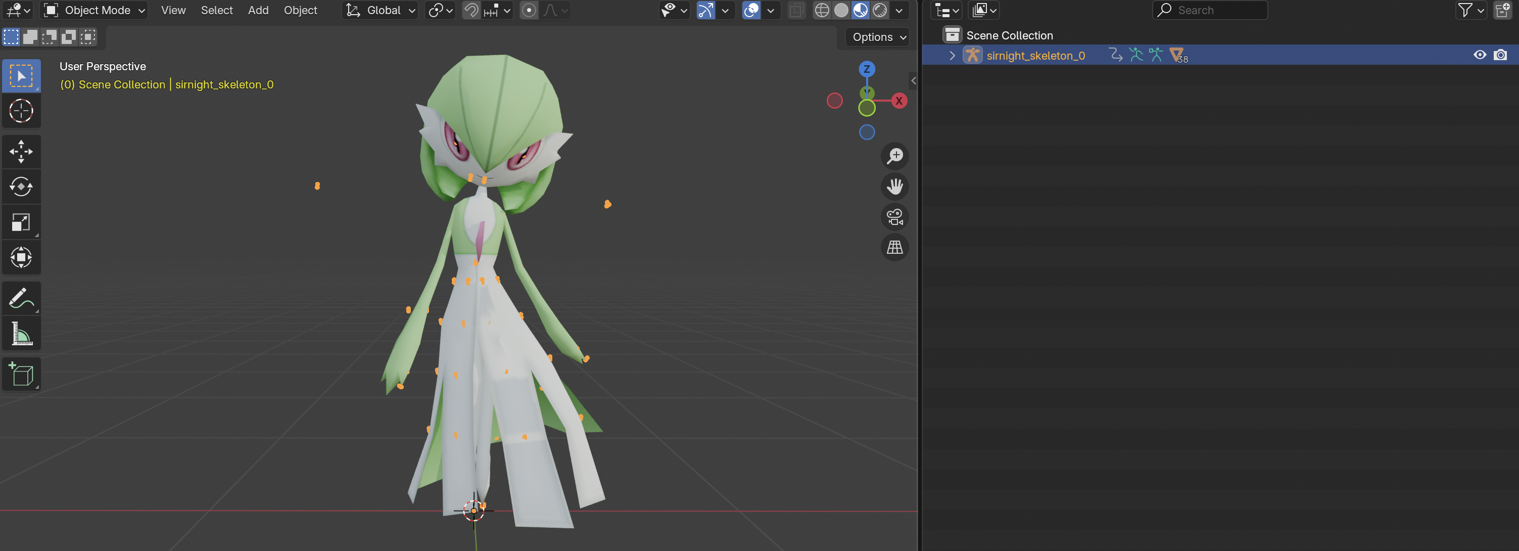 Model selected in viewport