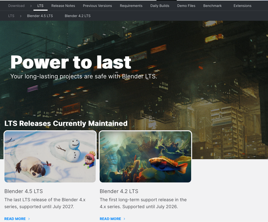 Blender LTS download page